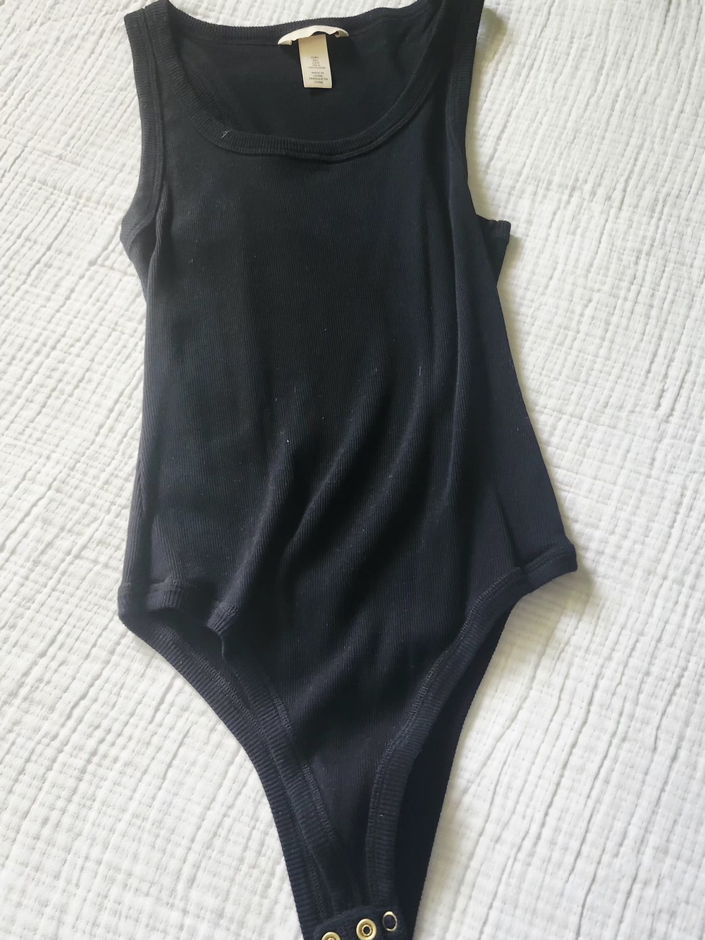 H&M Black Ribbed Tank Bodysuit One-Piece